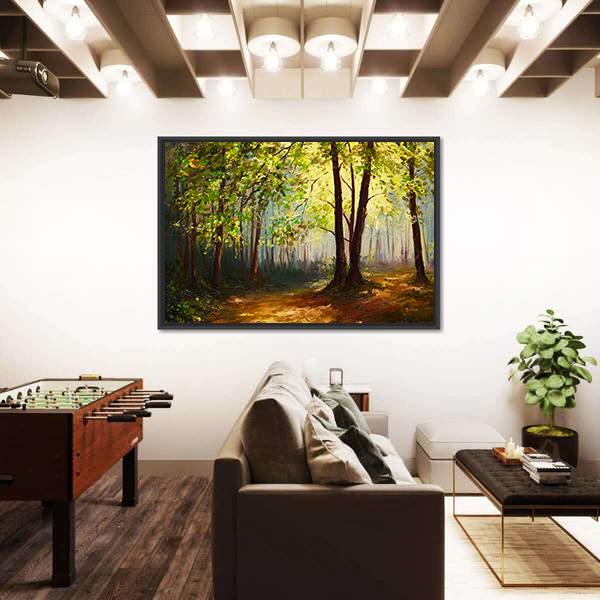 Summer Forest Abstract Canvas Wall Art-5 Horizontal-Gallery Wrap-22" x 12"-Tiaracle