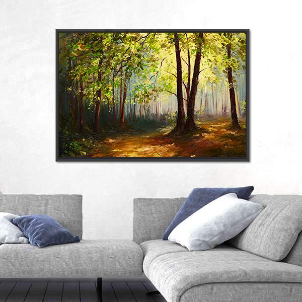 Summer Forest Abstract Canvas Wall Art-5 Horizontal-Gallery Wrap-22" x 12"-Tiaracle