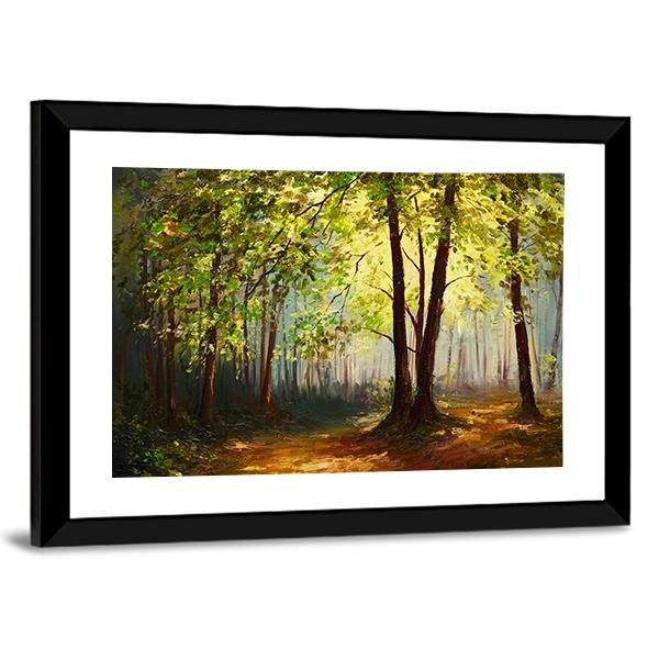 Summer Forest Abstract Canvas Wall Art-5 Horizontal-Gallery Wrap-22" x 12"-Tiaracle