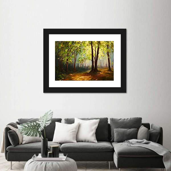 Summer Forest Abstract Canvas Wall Art-5 Horizontal-Gallery Wrap-22" x 12"-Tiaracle