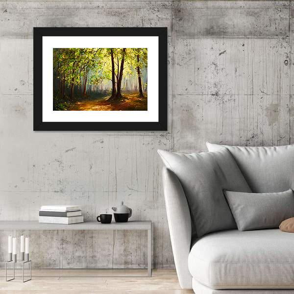 Summer Forest Abstract Canvas Wall Art-5 Horizontal-Gallery Wrap-22" x 12"-Tiaracle