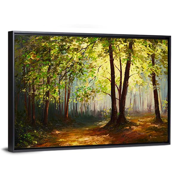 Summer Forest Abstract Canvas Wall Art-5 Horizontal-Gallery Wrap-22" x 12"-Tiaracle