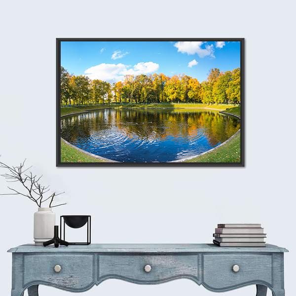 Summer Garden In Russia Canvas Wall Art-1 Piece-Floating Frame-24" x 16"-Tiaracle