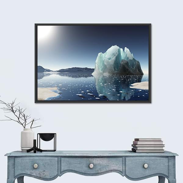 Summer In Antarctica Winter Canvas Wall Art-1 Piece-Floating Frame-24" x 16"-Tiaracle