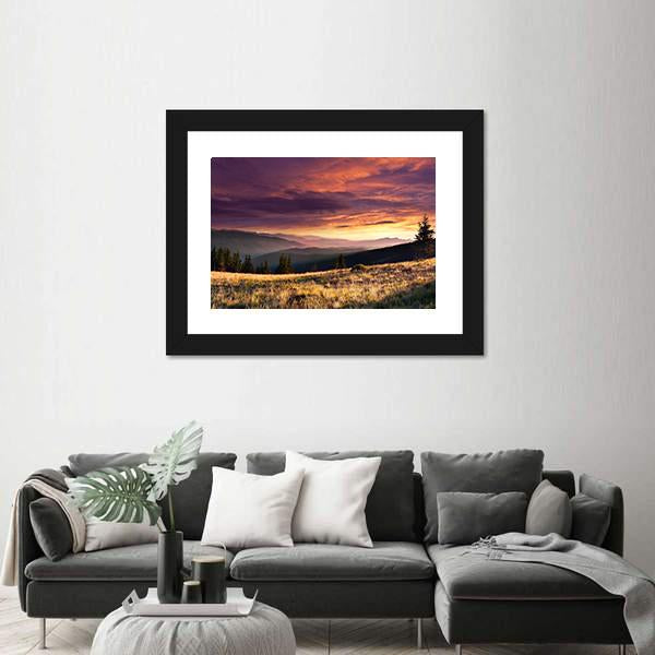 Summer Landscape In The Mountains Canvas Wall Art-1 Piece-Framed Print-30" x 20"-Tiaracle
