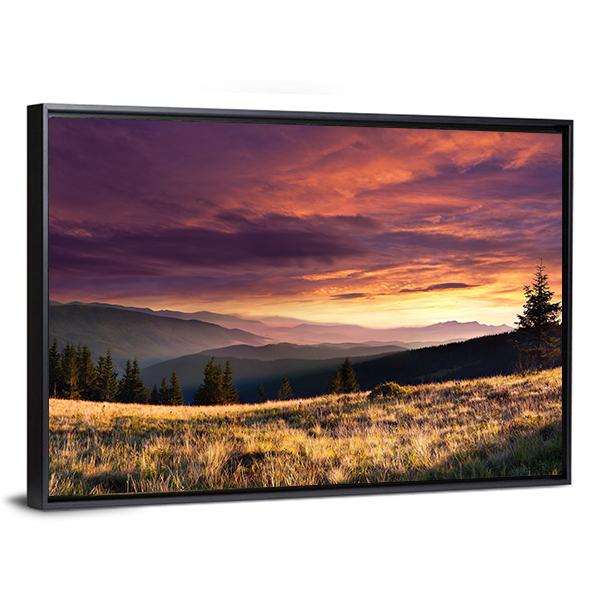 Summer Landscape In The Mountains Canvas Wall Art-5 Horizontal-Gallery Wrap-22" x 12"-Tiaracle