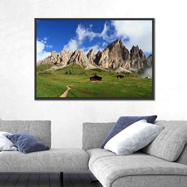 Summer Landscape Of Cir Group From Gardena Pass Canvas Wall Art-5 Horizontal-Gallery Wrap-22" x 12"-Tiaracle