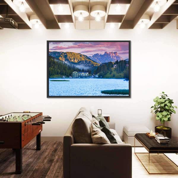 Summer Morning On The Lake Misurina Canvas Wall Art-5 Horizontal-Gallery Wrap-22" x 12"-Tiaracle
