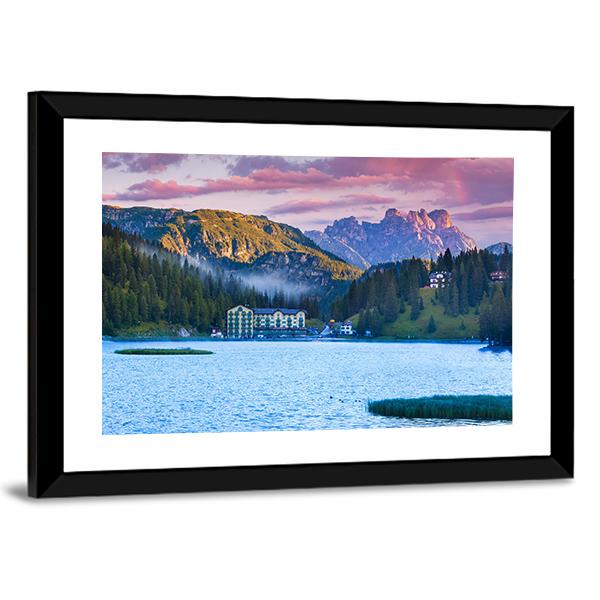 Summer Morning On The Lake Misurina Canvas Wall Art-5 Horizontal-Gallery Wrap-22" x 12"-Tiaracle