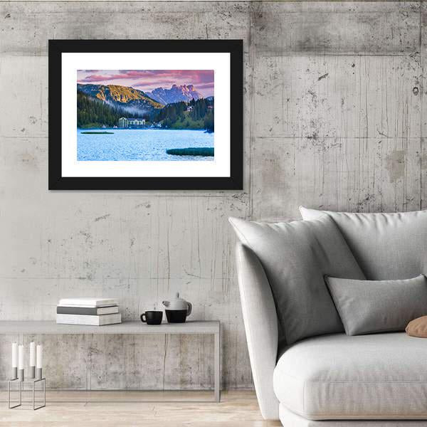 Summer Morning On The Lake Misurina Canvas Wall Art-5 Horizontal-Gallery Wrap-22" x 12"-Tiaracle