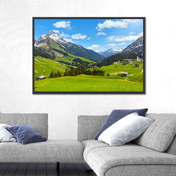 Summer Mountain View To Biberkopf Mount Canvas Wall Art-3 Horizontal-Gallery Wrap-25" x 16"-Tiaracle