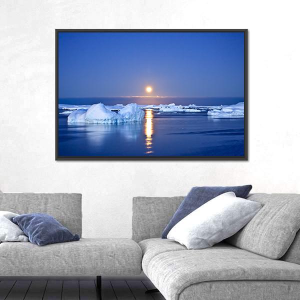Summer Night In Antarctica Canvas Wall Art-5 Horizontal-Gallery Wrap-22" x 12"-Tiaracle
