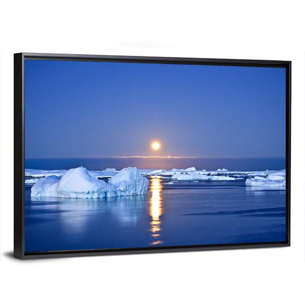 Summer Night In Antarctica Canvas Wall Art-5 Horizontal-Gallery Wrap-22" x 12"-Tiaracle