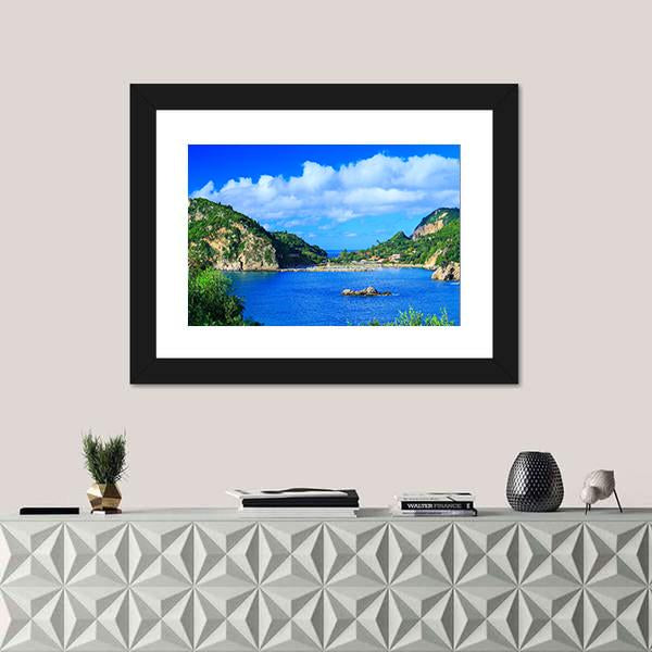 Summer Panoramic Seascape View Canvas Wall Art-1 Piece-Framed Print-20" x 16"-Tiaracle