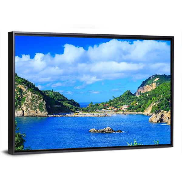 Summer Panoramic Seascape View Canvas Wall Art-3 Horizontal-Gallery Wrap-25" x 16"-Tiaracle