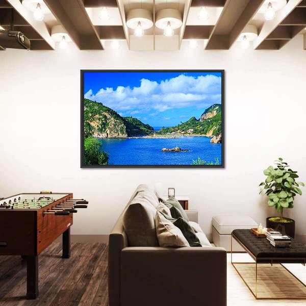 Summer Panoramic Seascape View Canvas Wall Art-3 Horizontal-Gallery Wrap-25" x 16"-Tiaracle