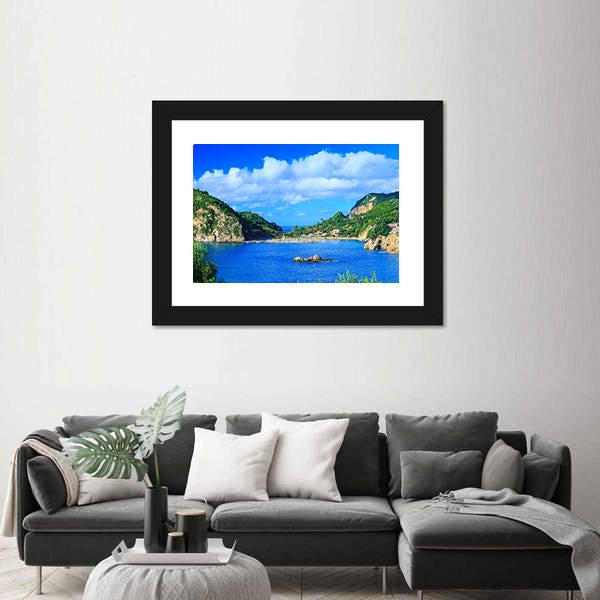 Summer Panoramic Seascape View Canvas Wall Art-3 Horizontal-Gallery Wrap-25" x 16"-Tiaracle
