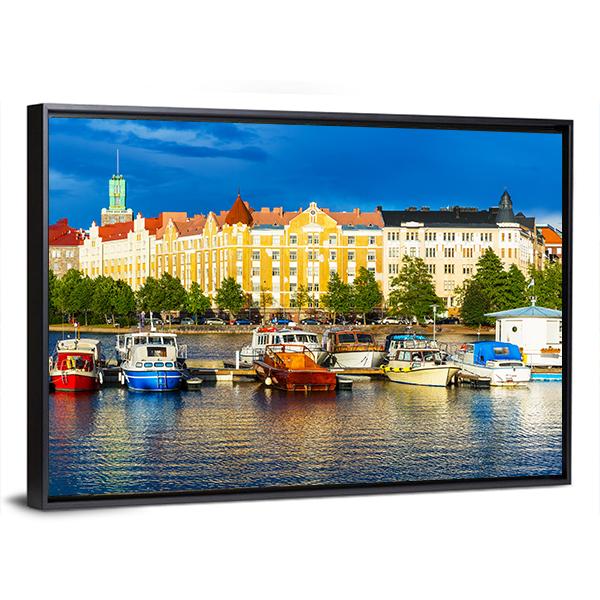 Summer Scenery Of The Old Town In Helsinki Canvas Wall Art-3 Horizontal-Gallery Wrap-25" x 16"-Tiaracle