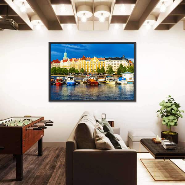 Summer Scenery Of The Old Town In Helsinki Canvas Wall Art-3 Horizontal-Gallery Wrap-25" x 16"-Tiaracle