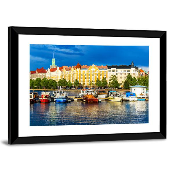 Summer Scenery Of The Old Town In Helsinki Canvas Wall Art-3 Horizontal-Gallery Wrap-25" x 16"-Tiaracle