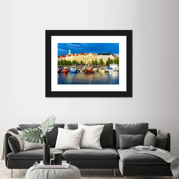 Summer Scenery Of The Old Town In Helsinki Canvas Wall Art-3 Horizontal-Gallery Wrap-25" x 16"-Tiaracle
