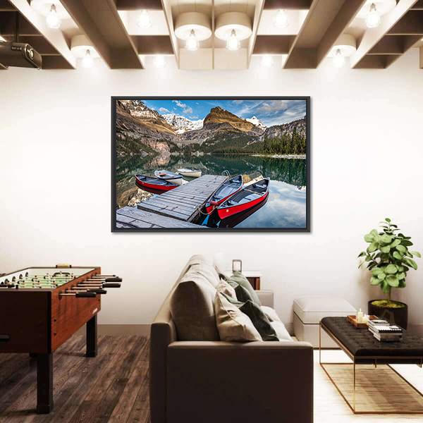 Summertime In The Canadian Rockies Canvas Wall Art-1 Piece-Floating Frame-24" x 16"-Tiaracle