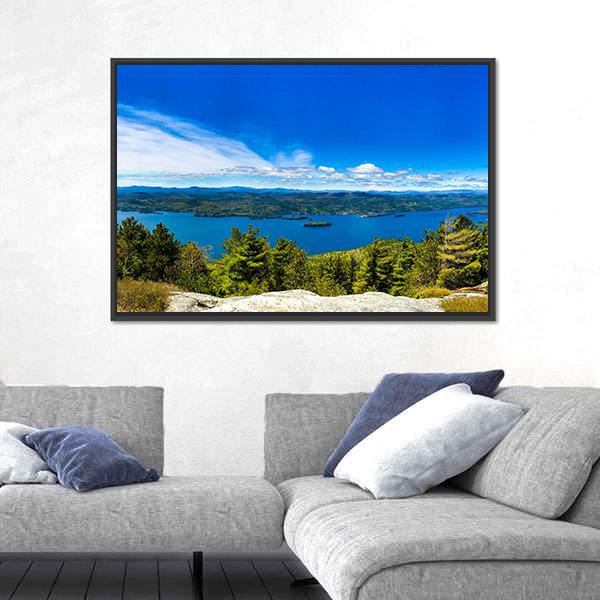 Summit Of Buck Mountain In Lake George Canvas Wall Art-5 Horizontal-Gallery Wrap-22" x 12"-Tiaracle