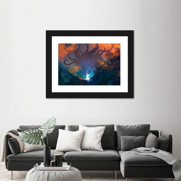 Summoning Ghostly Demon Canvas Wall Art-1 Piece-Framed Print-20" x 16"-Tiaracle