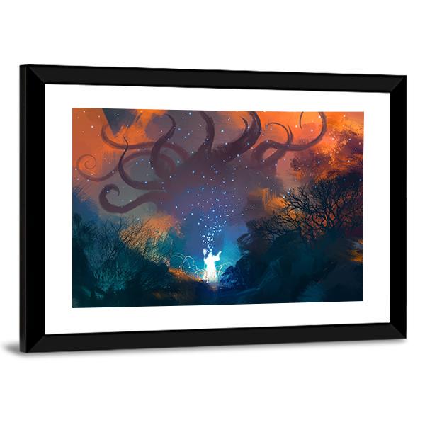 Summoning Ghostly Demon Canvas Wall Art-5 Horizontal-Gallery Wrap-22" x 12"-Tiaracle