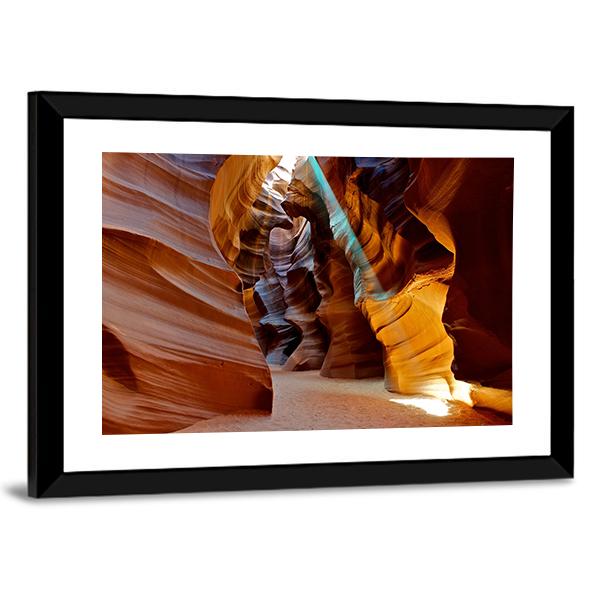 Sun Light Beam Shining Through The Upper Antelope Slot Canyon Canvas Wall Art-5 Horizontal-Gallery Wrap-22" x 12"-Tiaracle