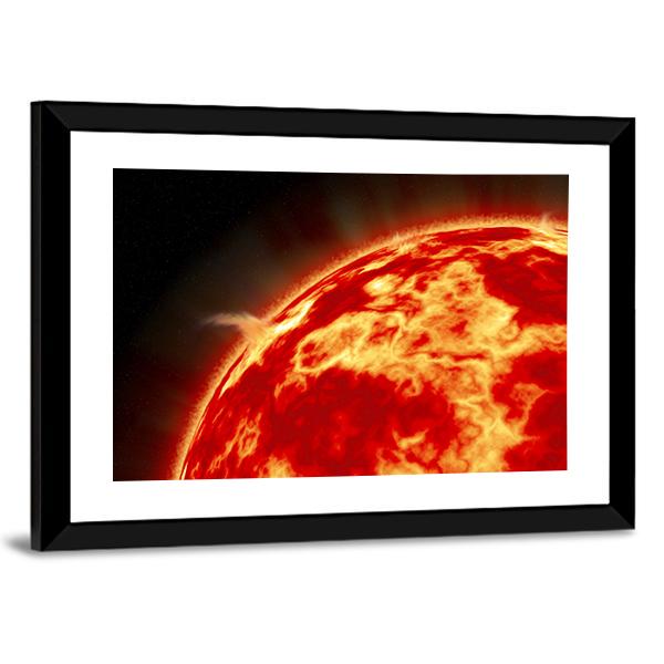 Sun With Solar Flares Canvas Wall Art-5 Horizontal-Gallery Wrap-22" x 12"-Tiaracle