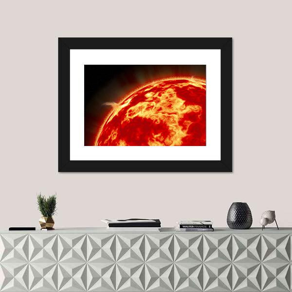 Sun With Solar Flares Canvas Wall Art-5 Horizontal-Gallery Wrap-22" x 12"-Tiaracle