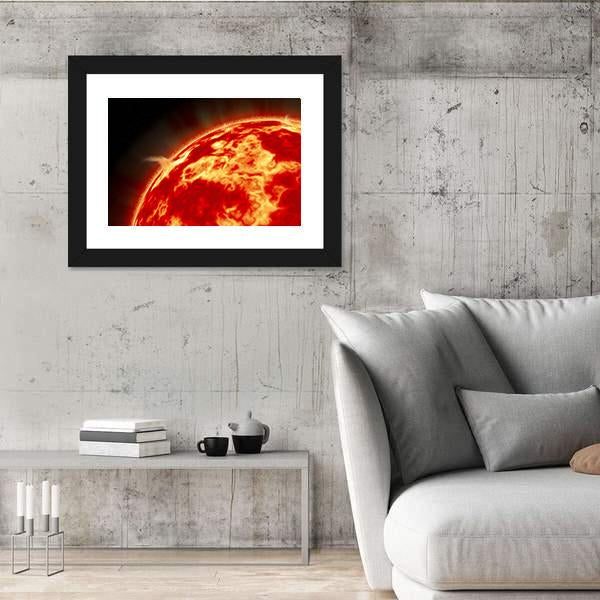 Sun With Solar Flares Canvas Wall Art-5 Horizontal-Gallery Wrap-22" x 12"-Tiaracle