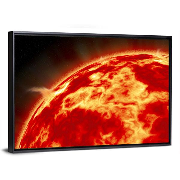Sun With Solar Flares Canvas Wall Art-5 Horizontal-Gallery Wrap-22" x 12"-Tiaracle