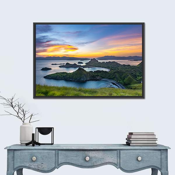 Sunlight From Top Of Padar Island At Sunset Canvas Wall Art-5 Horizontal-Gallery Wrap-22" x 12"-Tiaracle