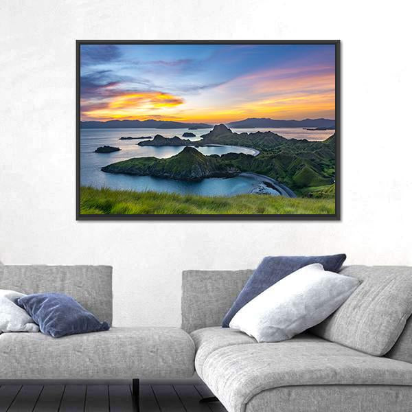 Sunlight From Top Of Padar Island At Sunset Canvas Wall Art-5 Horizontal-Gallery Wrap-22" x 12"-Tiaracle