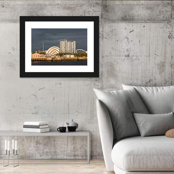 Sunlight On Buildings As Storm Clouds Canvas Wall Art-5 Horizontal-Gallery Wrap-22" x 12"-Tiaracle