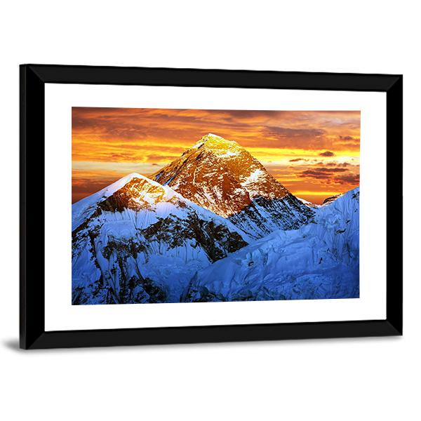 Sunlight On Everest Canvas Wall Art-5 Horizontal-Gallery Wrap-22" x 12"-Tiaracle