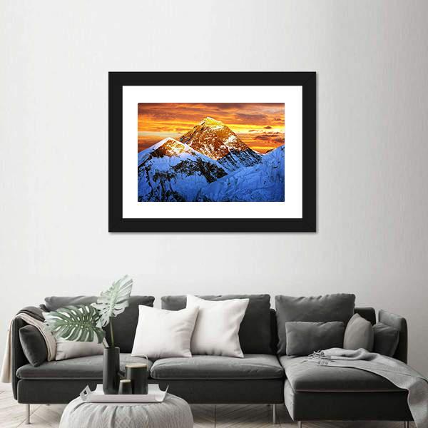 Sunlight On Everest Canvas Wall Art-5 Horizontal-Gallery Wrap-22" x 12"-Tiaracle