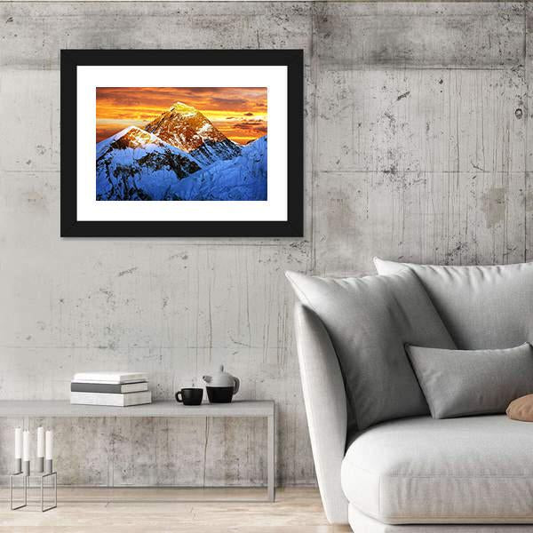 Sunlight On Everest Canvas Wall Art-5 Horizontal-Gallery Wrap-22" x 12"-Tiaracle