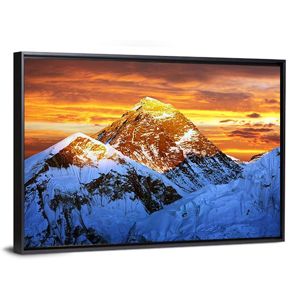 Sunlight On Everest Canvas Wall Art-5 Horizontal-Gallery Wrap-22" x 12"-Tiaracle