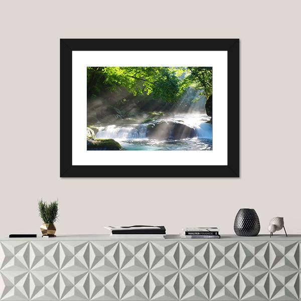 Sunlight On Mountain Stream Canvas Wall Art-1 Piece-Framed Print-20" x 16"-Tiaracle