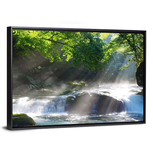 Sunlight On Mountain Stream Canvas Wall Art-3 Horizontal-Gallery Wrap-25" x 16"-Tiaracle