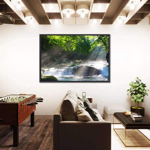 Sunlight On Mountain Stream Canvas Wall Art-3 Horizontal-Gallery Wrap-25" x 16"-Tiaracle