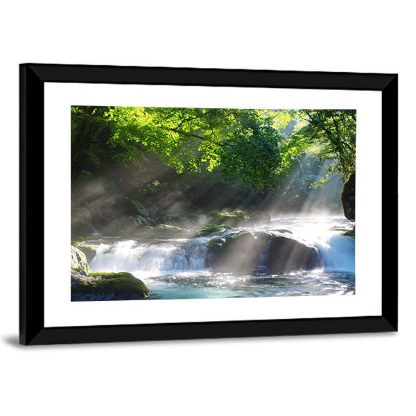 Sunlight On Mountain Stream Canvas Wall Art-3 Horizontal-Gallery Wrap-25" x 16"-Tiaracle