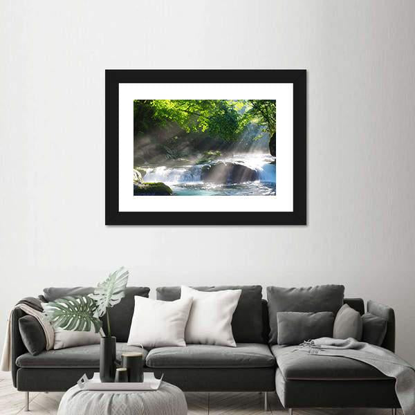 Sunlight On Mountain Stream Canvas Wall Art-3 Horizontal-Gallery Wrap-25" x 16"-Tiaracle