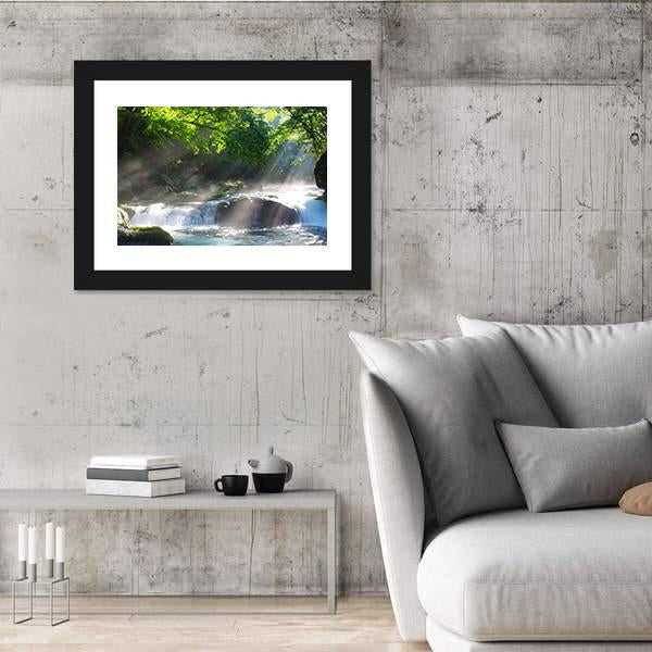 Sunlight On Mountain Stream Canvas Wall Art-3 Horizontal-Gallery Wrap-25" x 16"-Tiaracle