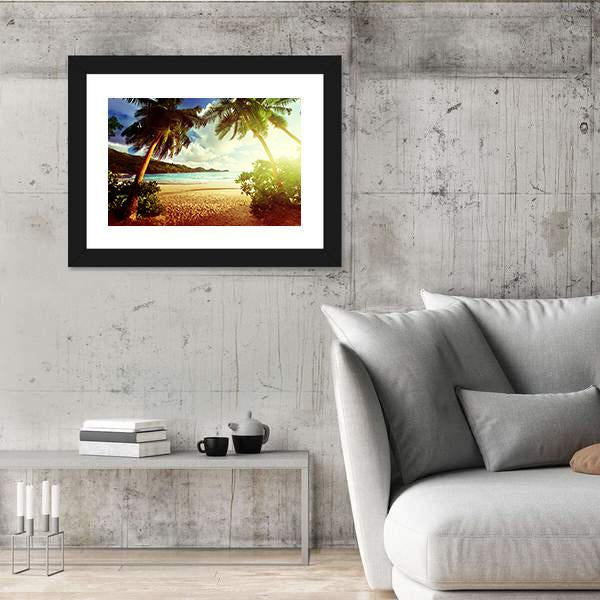 Sunny Day On Green Beach Canvas Wall Art-5 Horizontal-Gallery Wrap-22" x 12"-Tiaracle