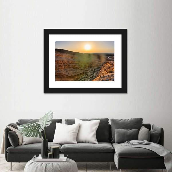 Sunrise Above Tamerza Canyon Canvas Wall Art-3 Horizontal-Gallery Wrap-25" x 16"-Tiaracle