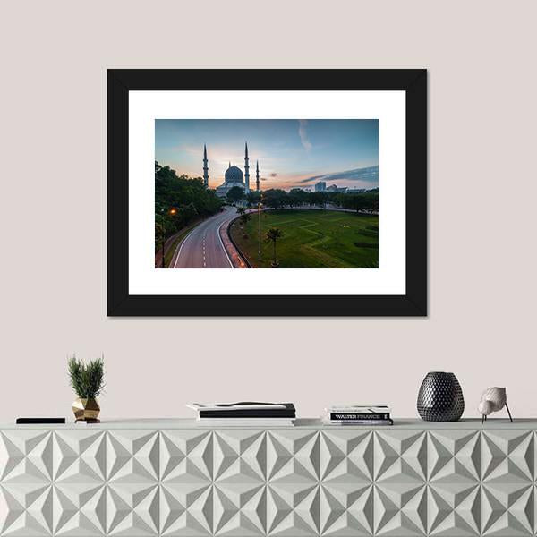Sunrise At Blue Mosque Shah Alam Malaysia Canvas Wall Art-5 Horizontal-Gallery Wrap-22" x 12"-Tiaracle